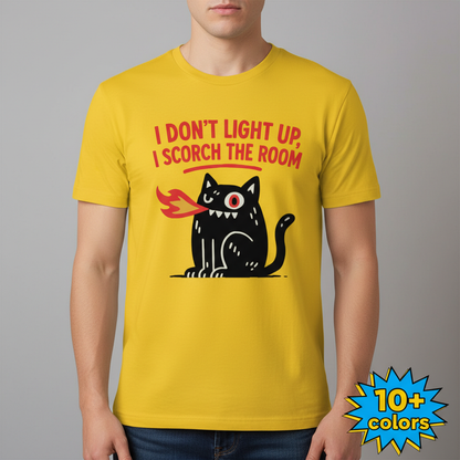 Scorch the Room Cat T-Shirt_badge