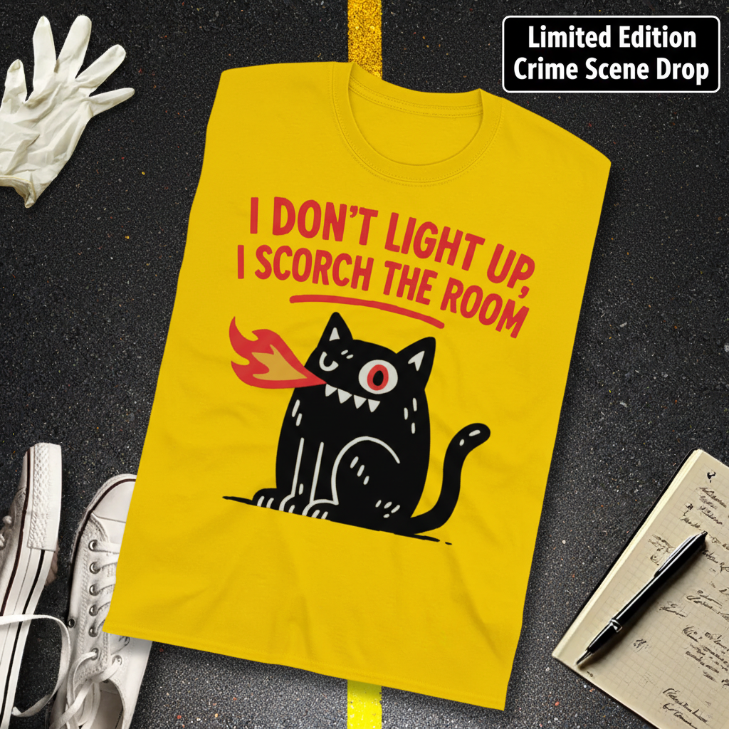 Scorch the Room Cat T-Shirt_fold_tilt