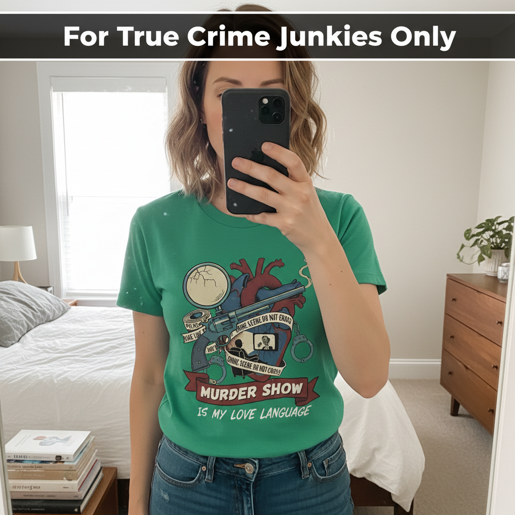 Murder Show Love Language T-Shirt_mirror_selfie