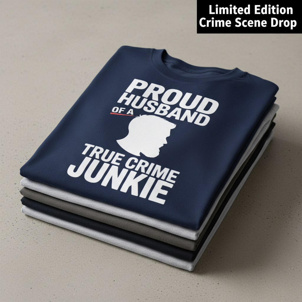 Proud Husband True Crime Junkie T-Shirt_stacked_flatlay