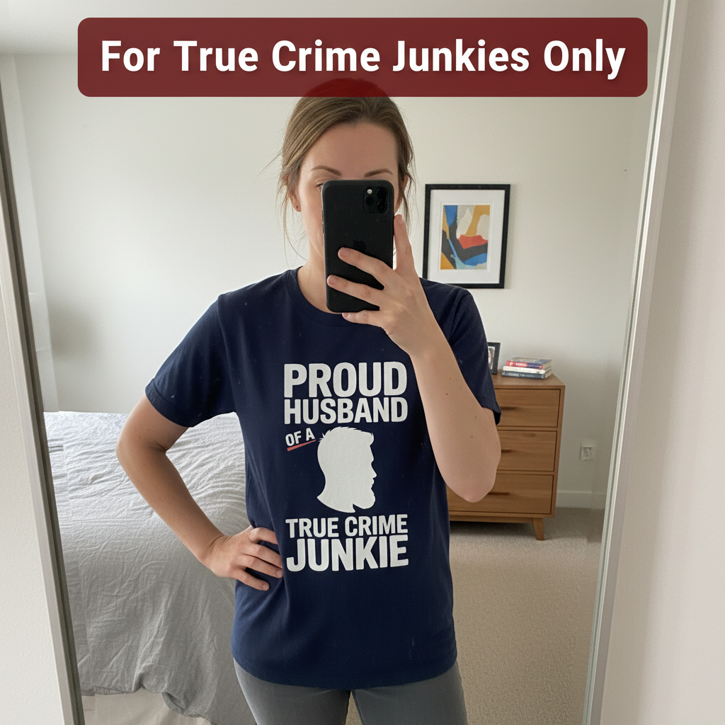 Proud Husband True Crime Junkie T-Shirt_mirror_selfie