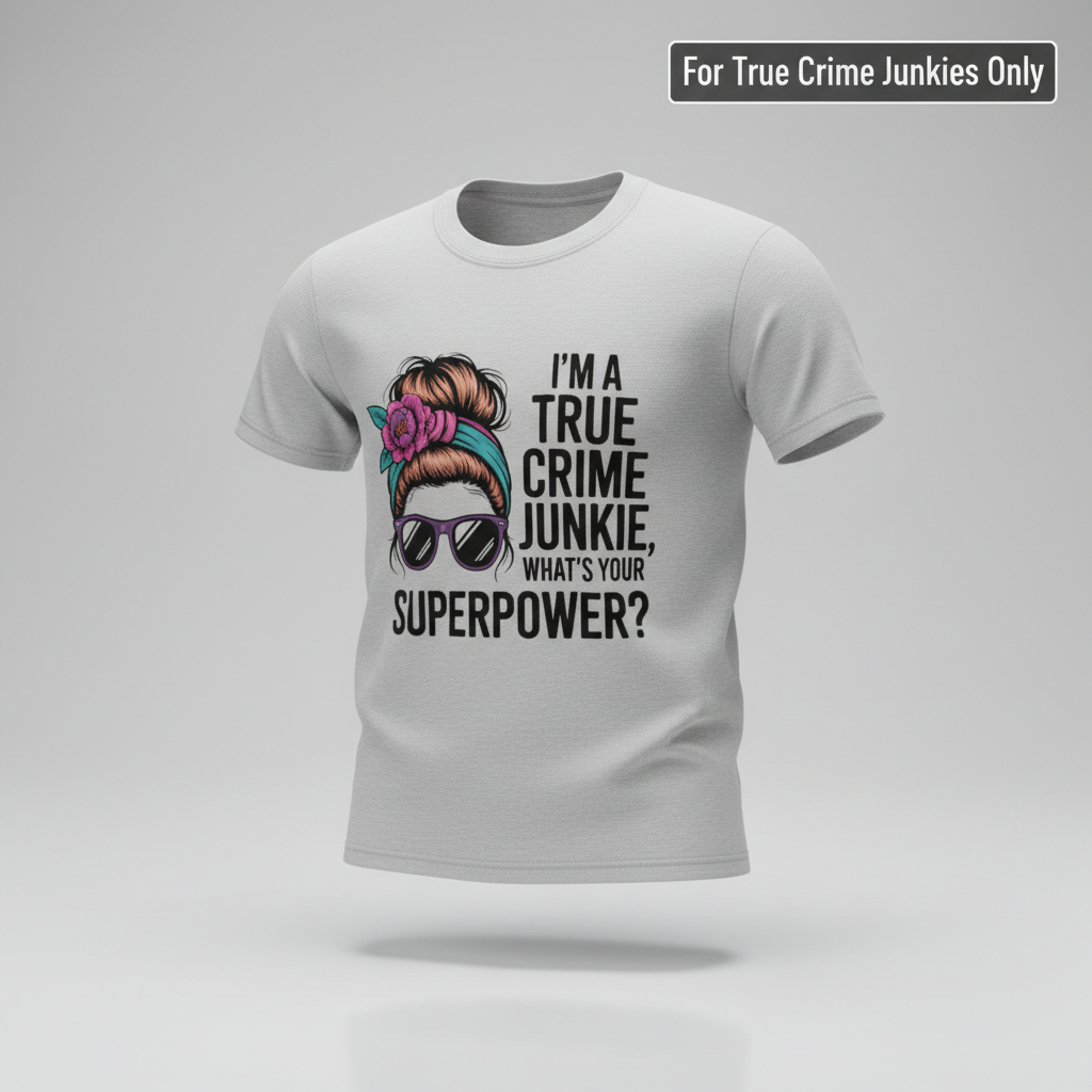 True Crime Junkie Superpower T-Shirt_3d_float