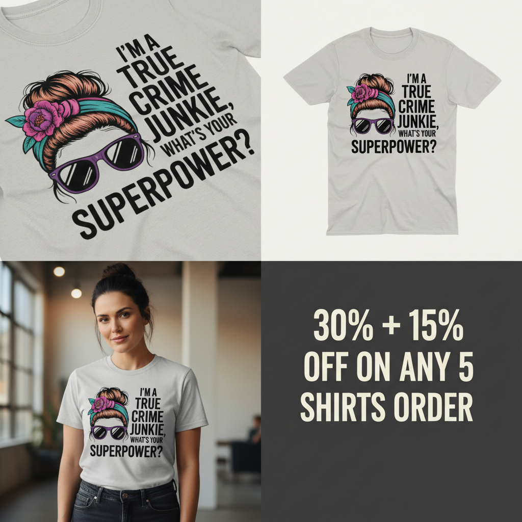 True Crime Junkie Superpower T-Shirt_4_panel