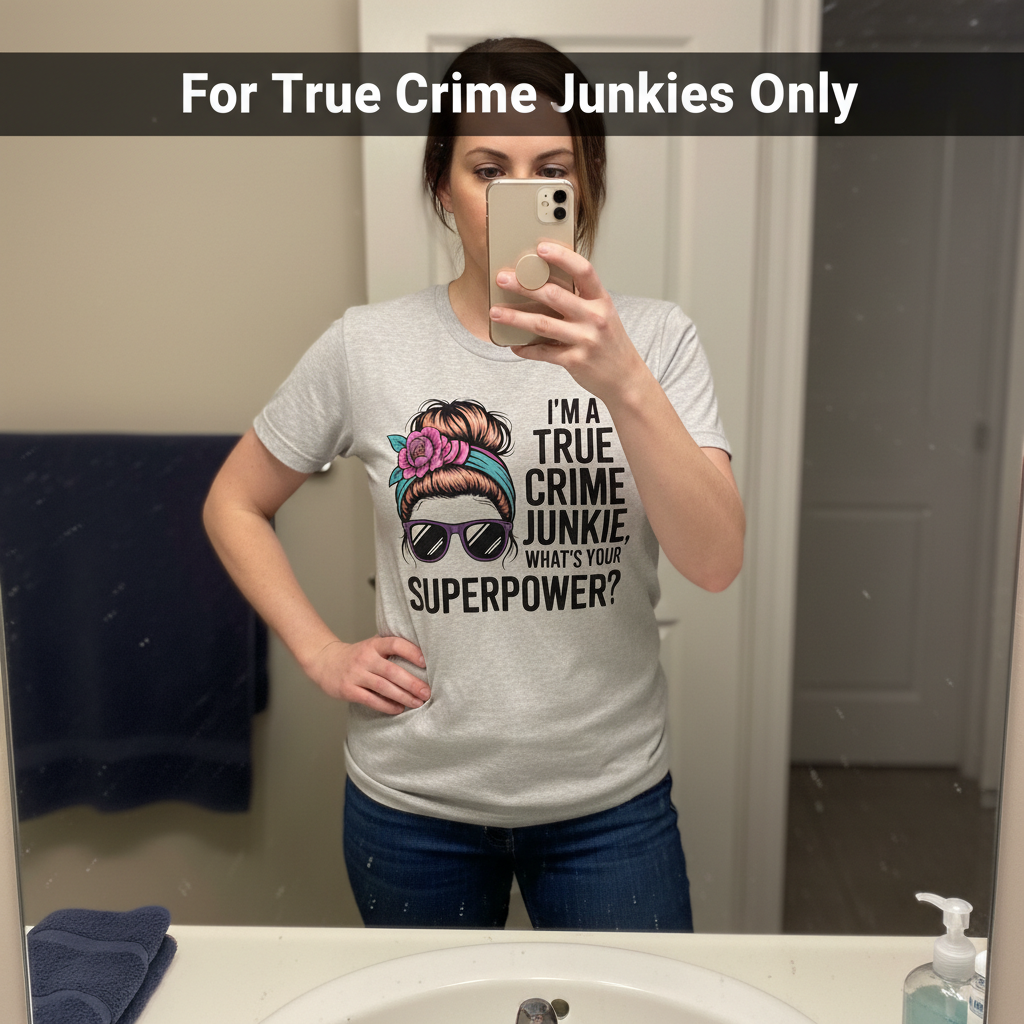 True Crime Junkie Superpower T-Shirt_mirror_selfie