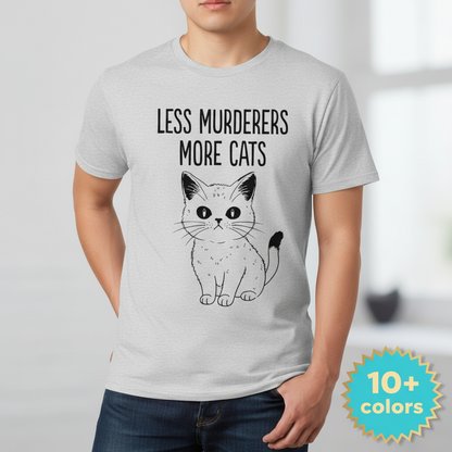 Less Murderers More Cats T-Shirt_badge