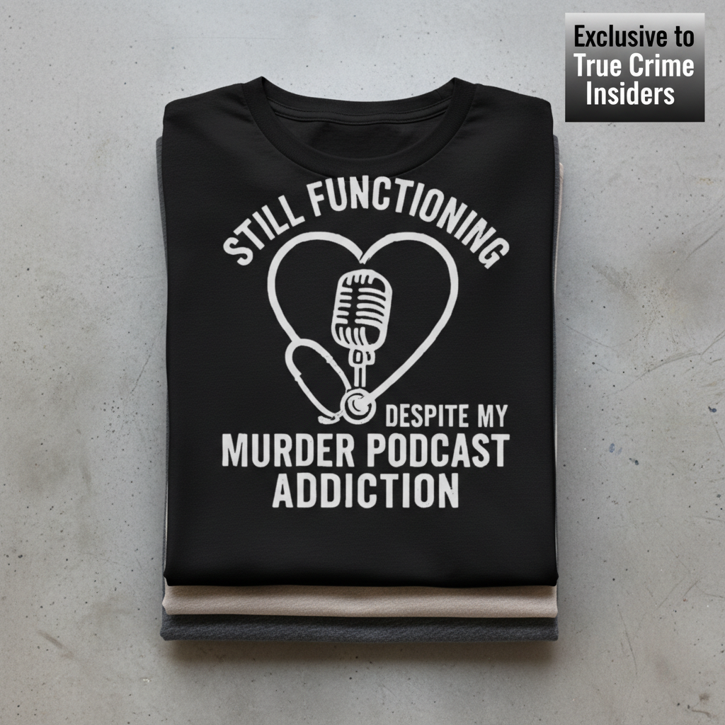 Murder Podcast Addiction T-Shirt_stacked_flatlay
