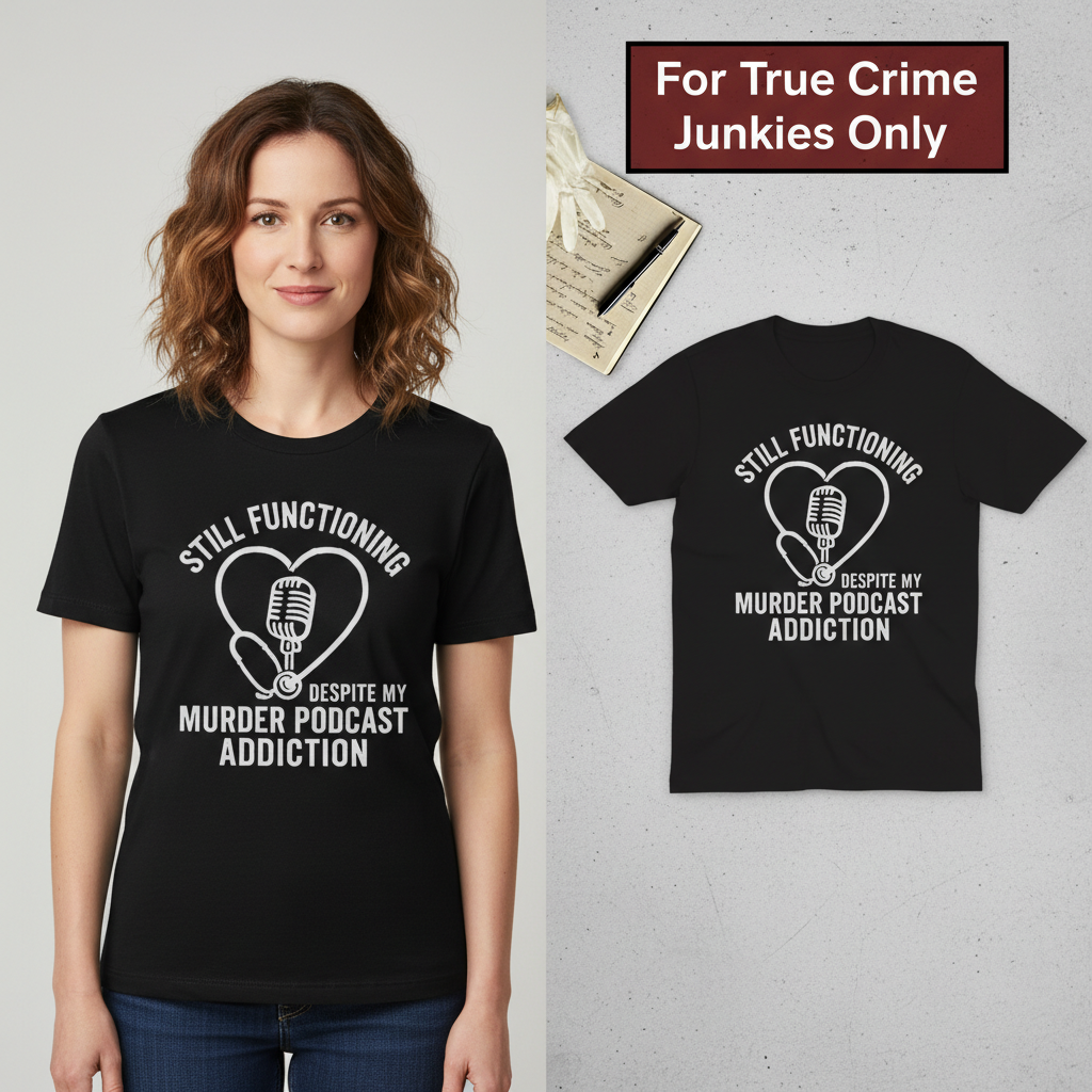 Murder Podcast Addiction T-Shirt_model_flat