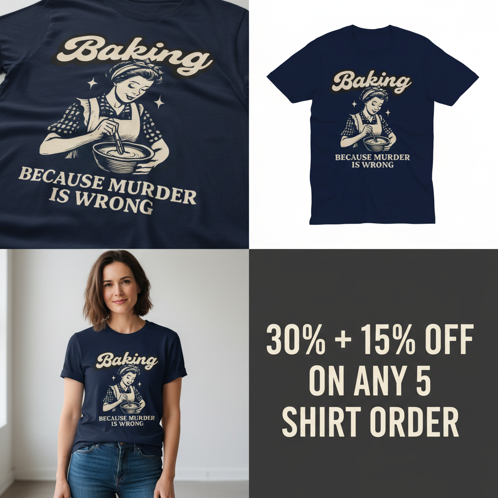Baking Because Murder Is Wrong T-Shirt_4_panel