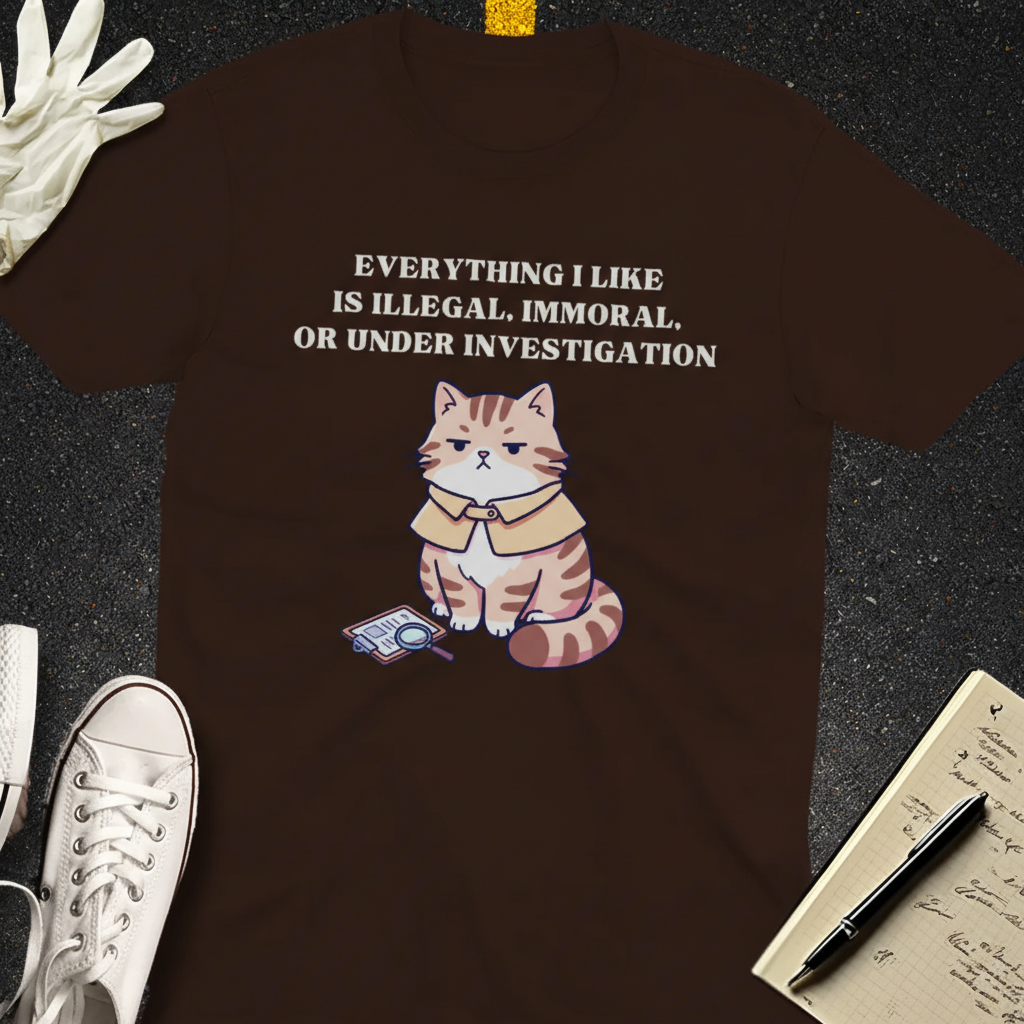 Illegal Cat Detective T-Shirt_extreme_za