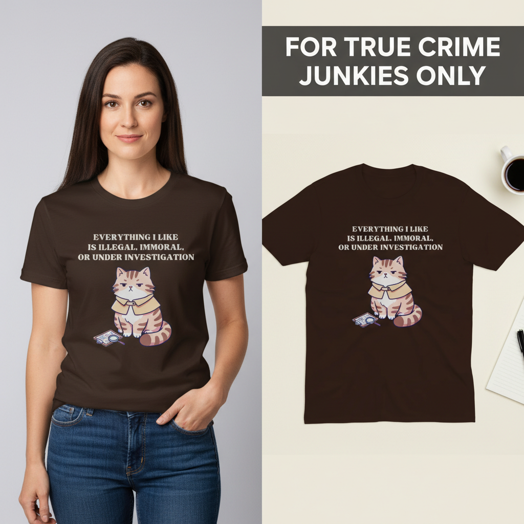 Illegal Cat Detective T-Shirt_model_flat
