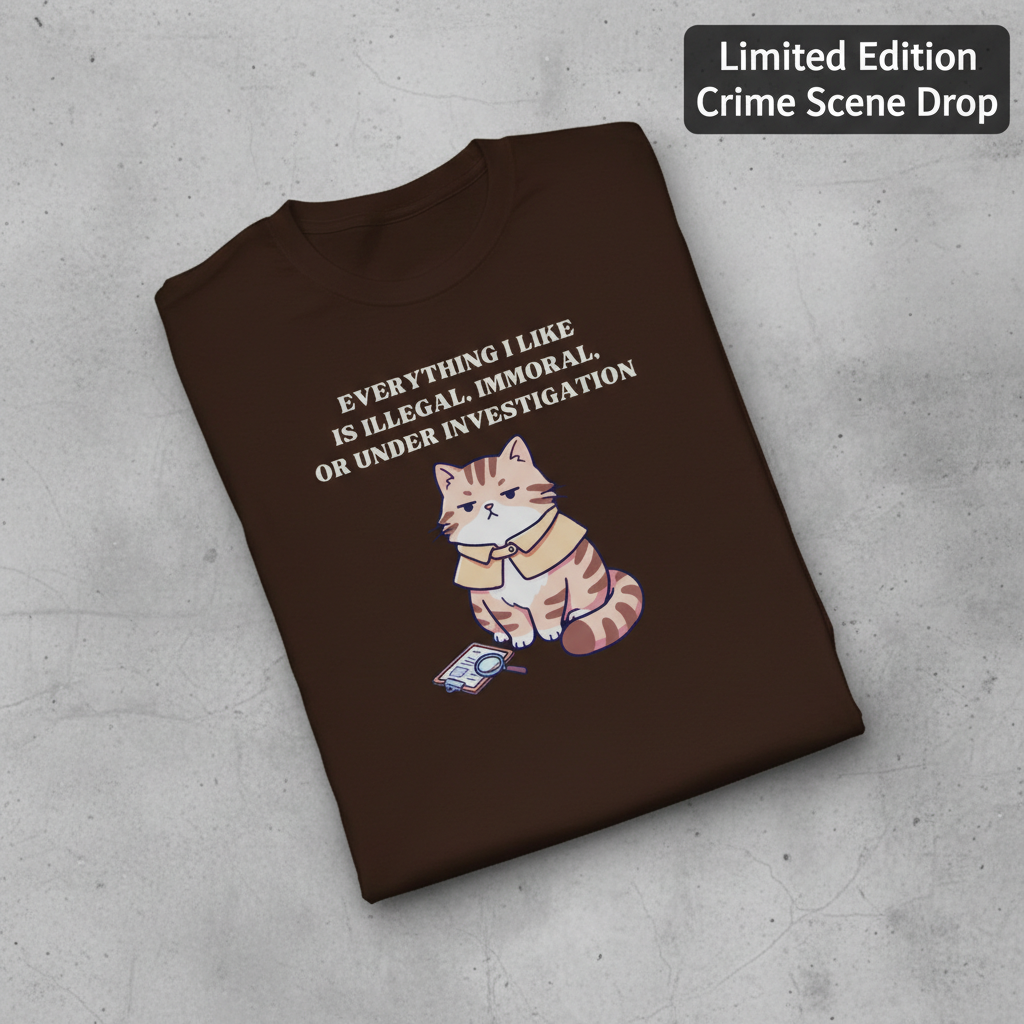 Illegal Cat Detective T-Shirt_fold_tilt