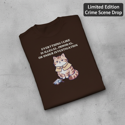Illegal Cat Detective T-Shirt_fold_tilt