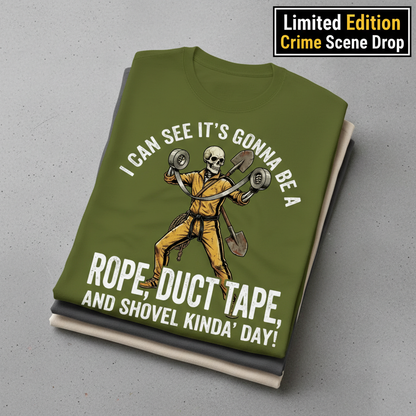 Rope, Duct Tape & Shovel T-Shirt_stacked_flatlay