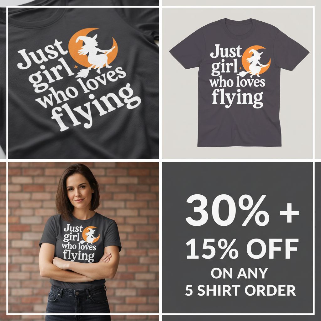 A Girl Who Loves Flying T-Shirt_4_panel