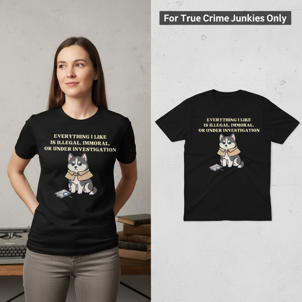 Illegal Husky Detective T-Shirt_model_flat