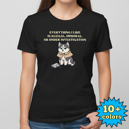 Illegal Husky Detective T-Shirt_badge