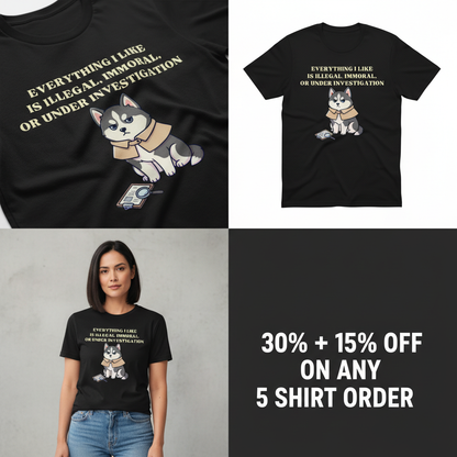 Illegal Husky Detective T-Shirt_4_panel