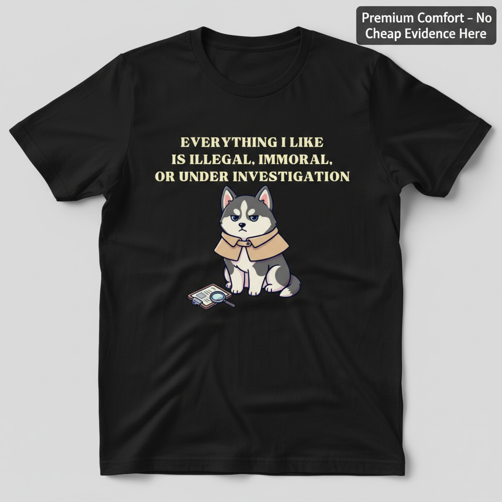 Illegal Husky Detective T-Shirt_clean