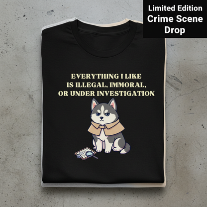 Illegal Husky Detective T-Shirt_stacked_flatlay