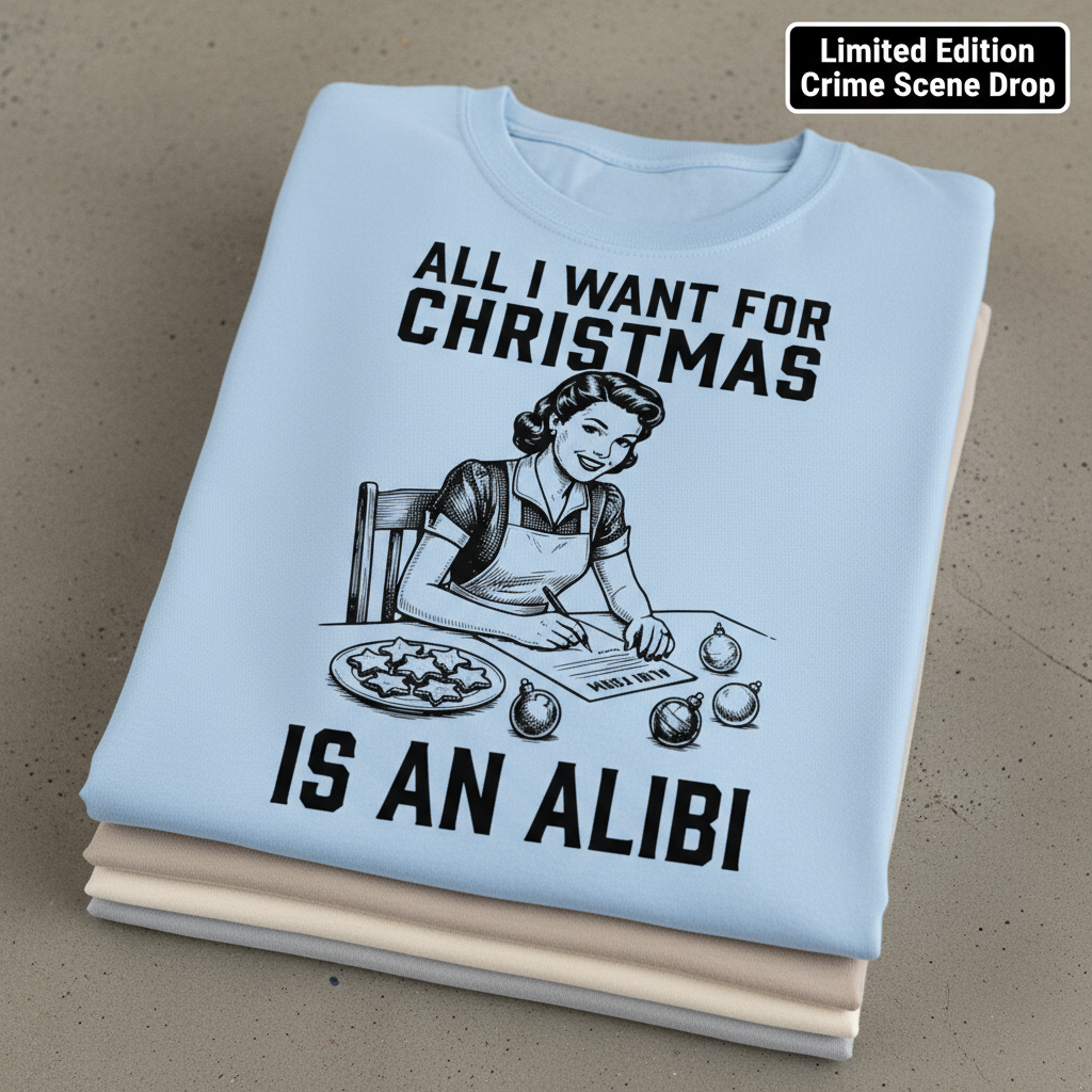 Christmas Alibi T-Shirt_stacked_flatlay