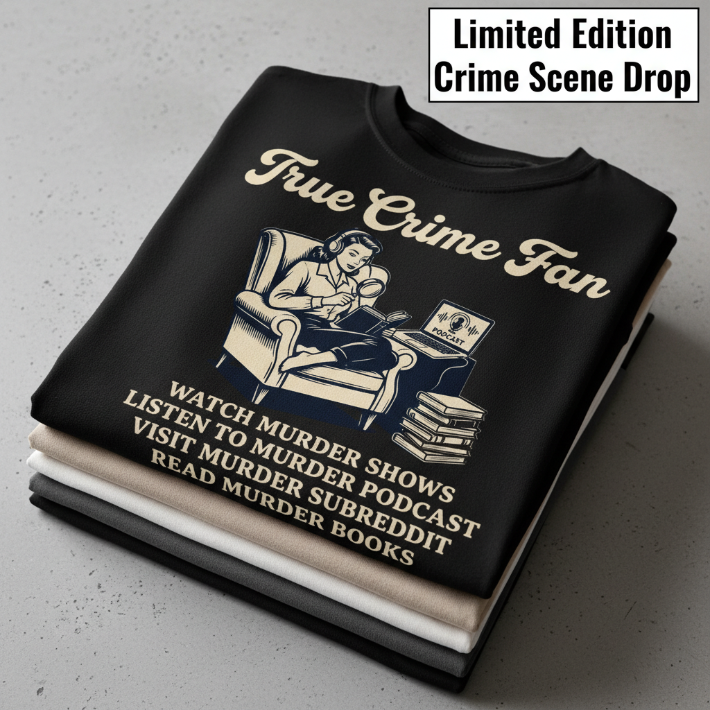 True Crime Fan T-Shirt_stacked_flatlay