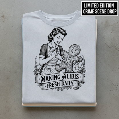 Baking Alibis T-Shirt_stacked_flatlay
