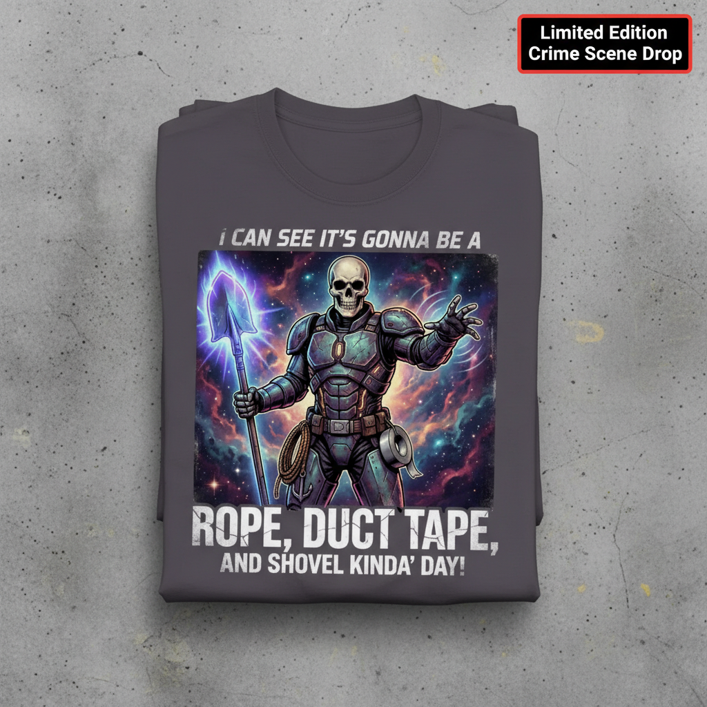 Rope, Duct Tape & Shovel T-Shirt_stacked_flatlay