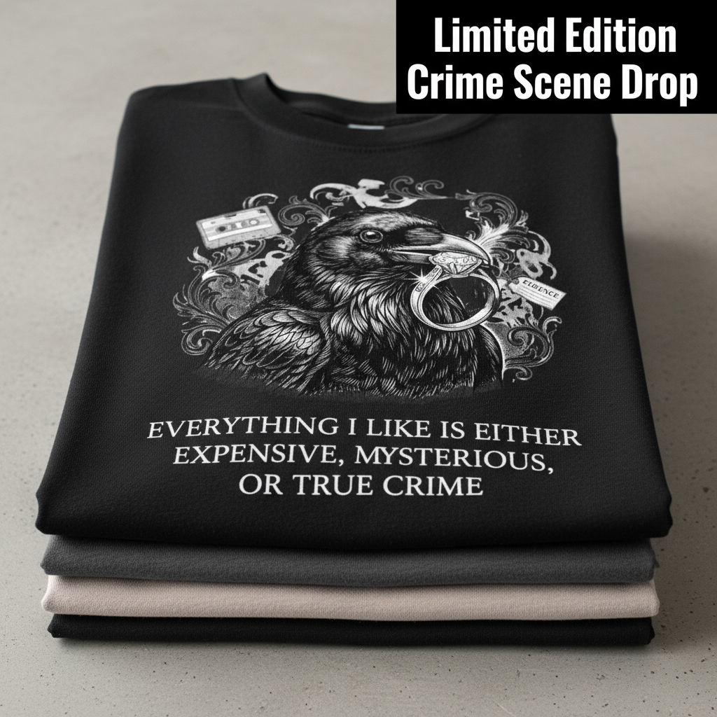 True Crime Raven T-Shirt_stacked_flatlay