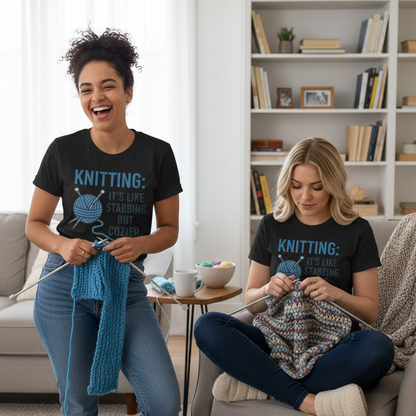 Stabby but Cozy Knitting T-Shirt_extreme_za