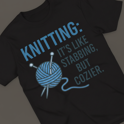 Stabby but Cozy Knitting T-Shirt_extreme_za