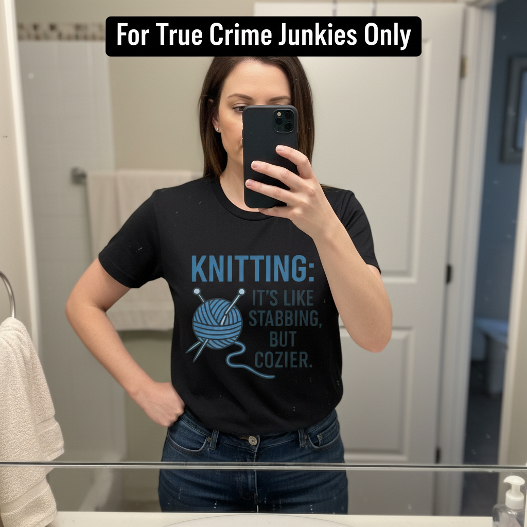 Stabby but Cozy Knitting T-Shirt_mirror_selfie
