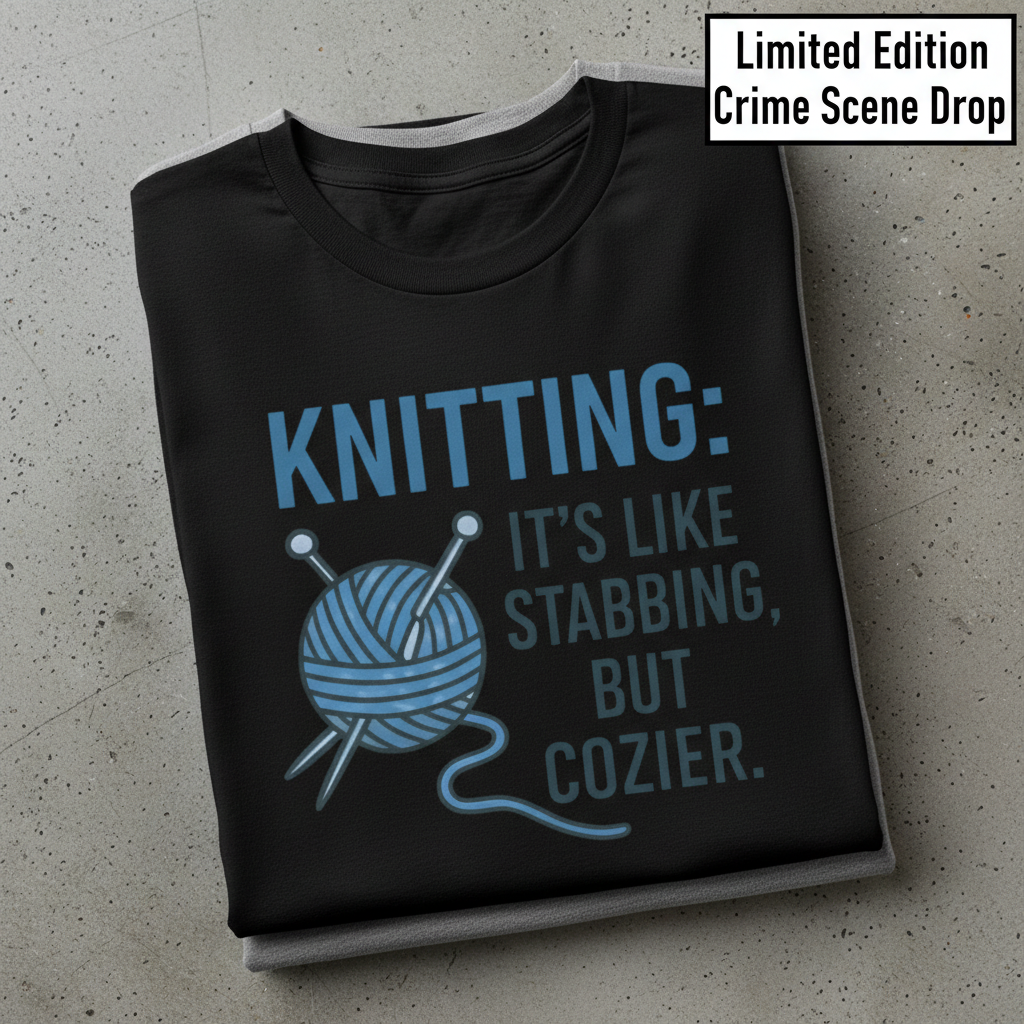 Stabby but Cozy Knitting T-Shirt_stacked_flatlay