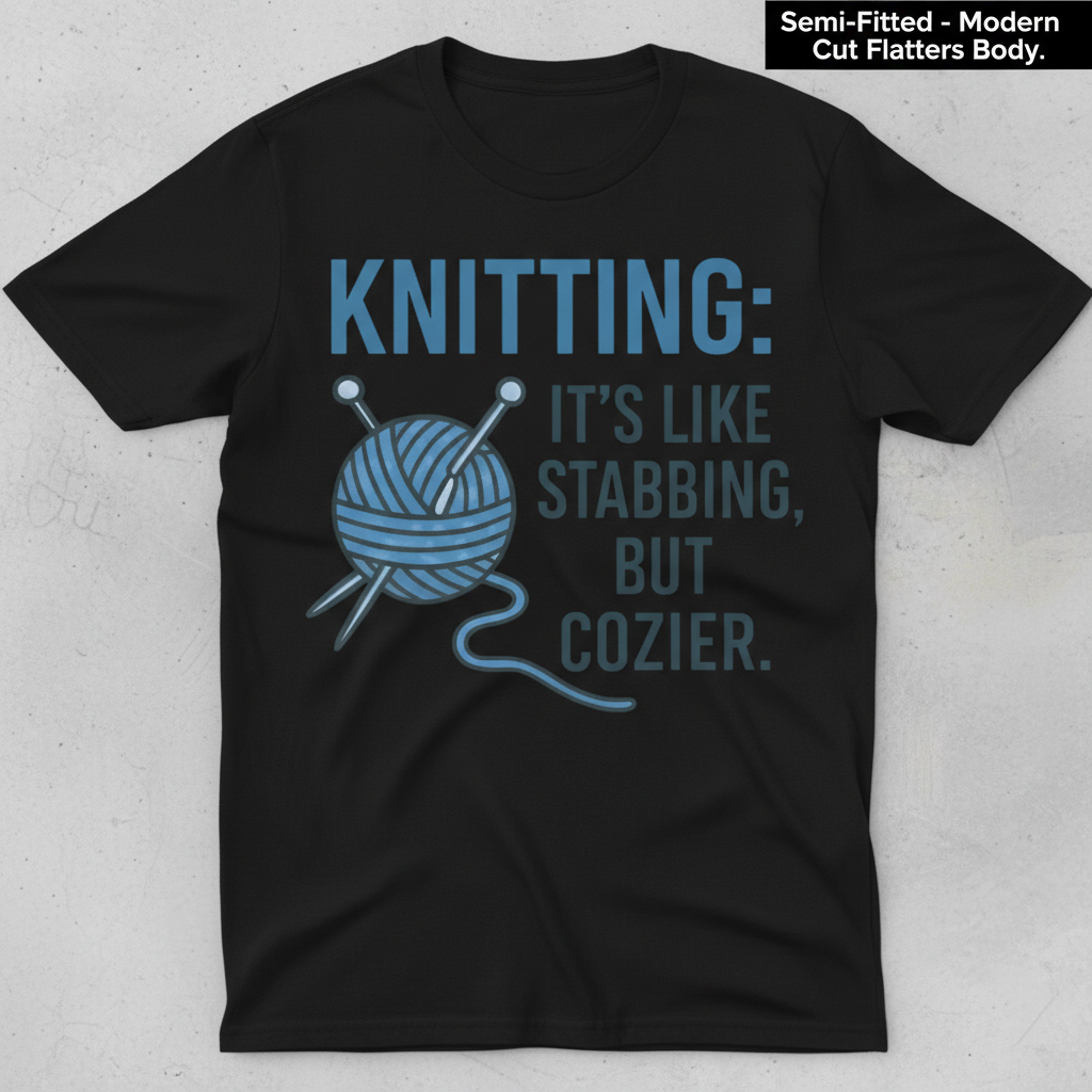 Stabby but Cozy Knitting T-Shirt_clean