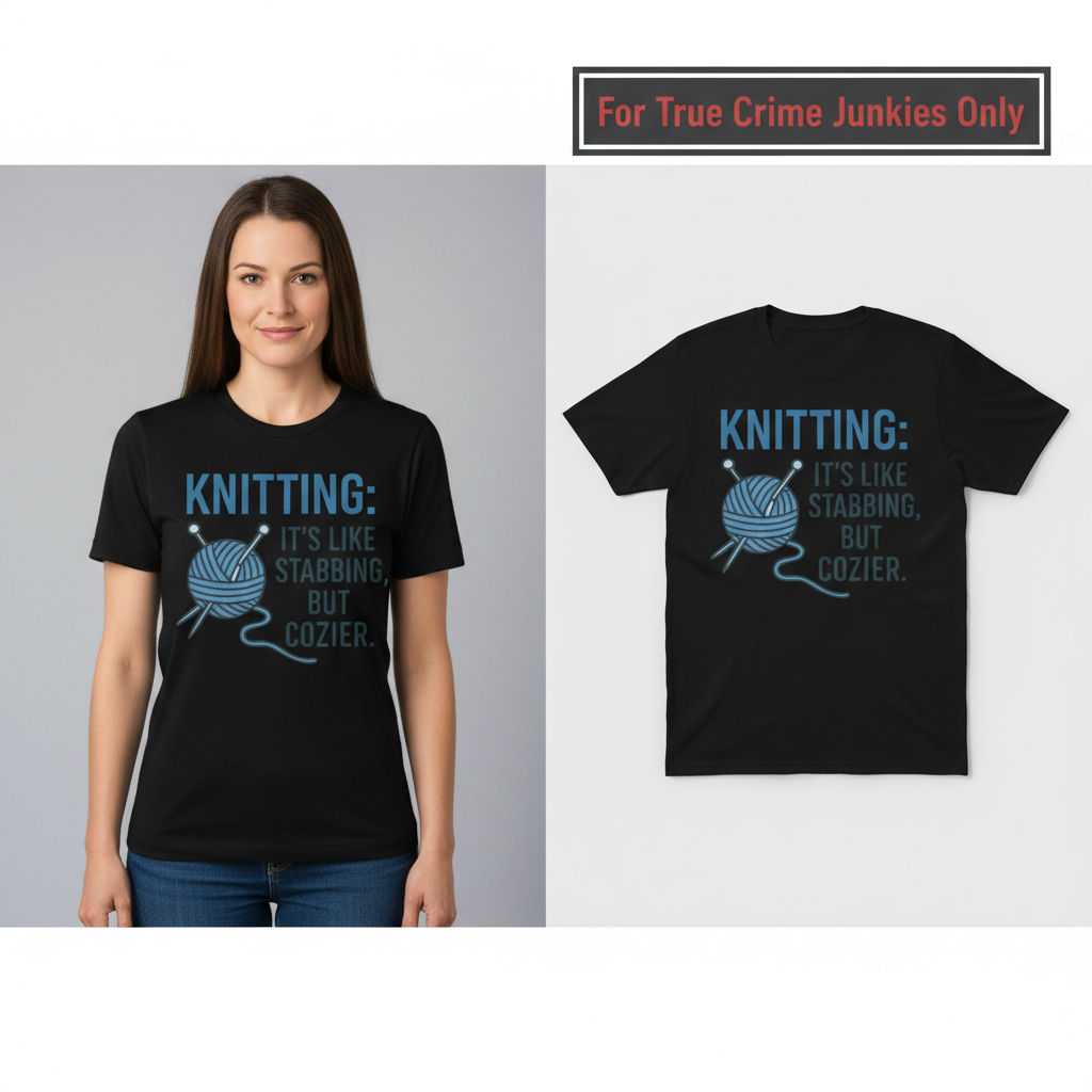 Stabby but Cozy Knitting T-Shirt_model_flat