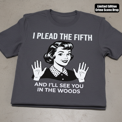 Plead the Fifth Retro T-Shirt_stacked_flatlay