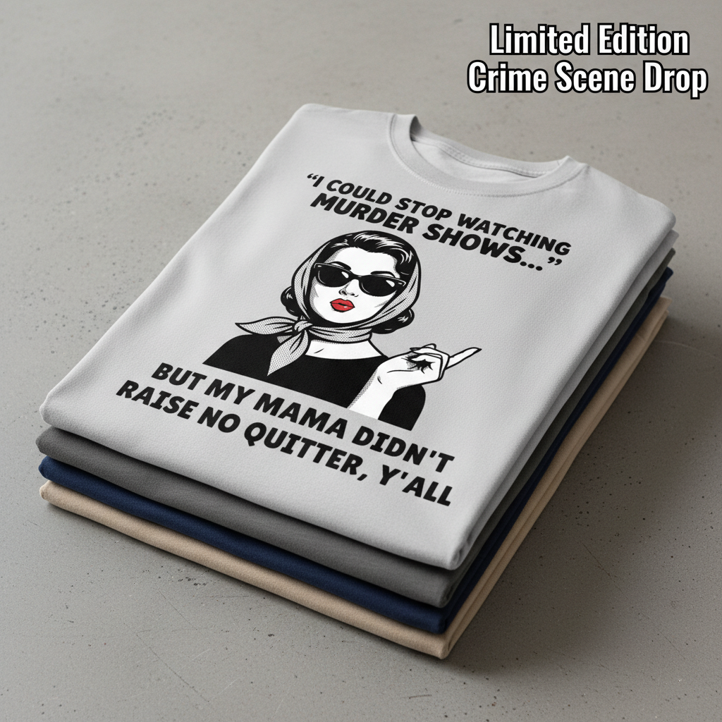 Murder Shows & Mama Raised Right T-Shirt_stacked_flatlay