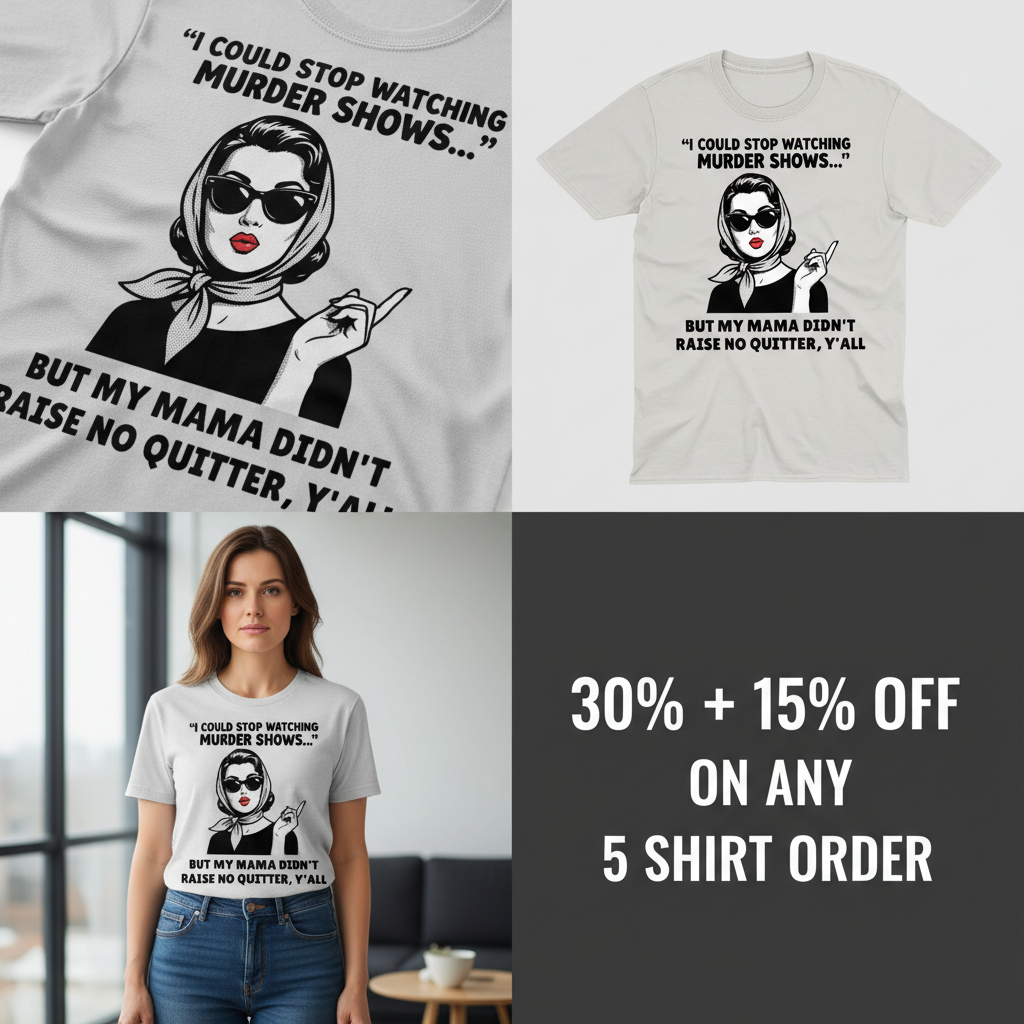 Murder Shows & Mama Raised Right T-Shirt_4_panel