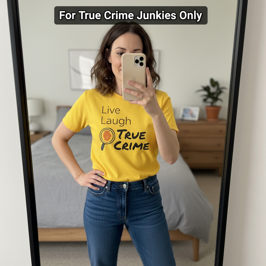 Live Laugh True Crime T-Shirt_mirror_selfie