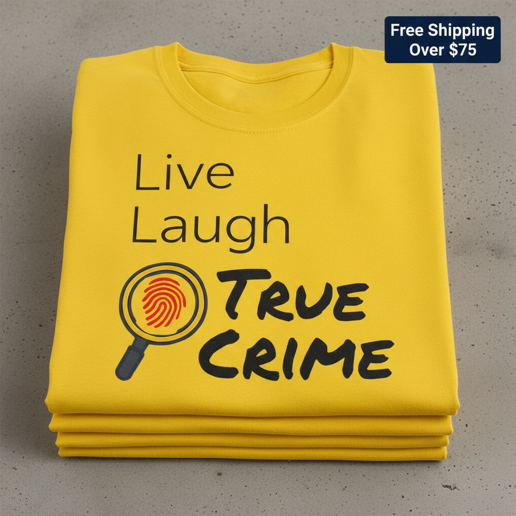Live Laugh True Crime T-Shirt_stacked_flatlay