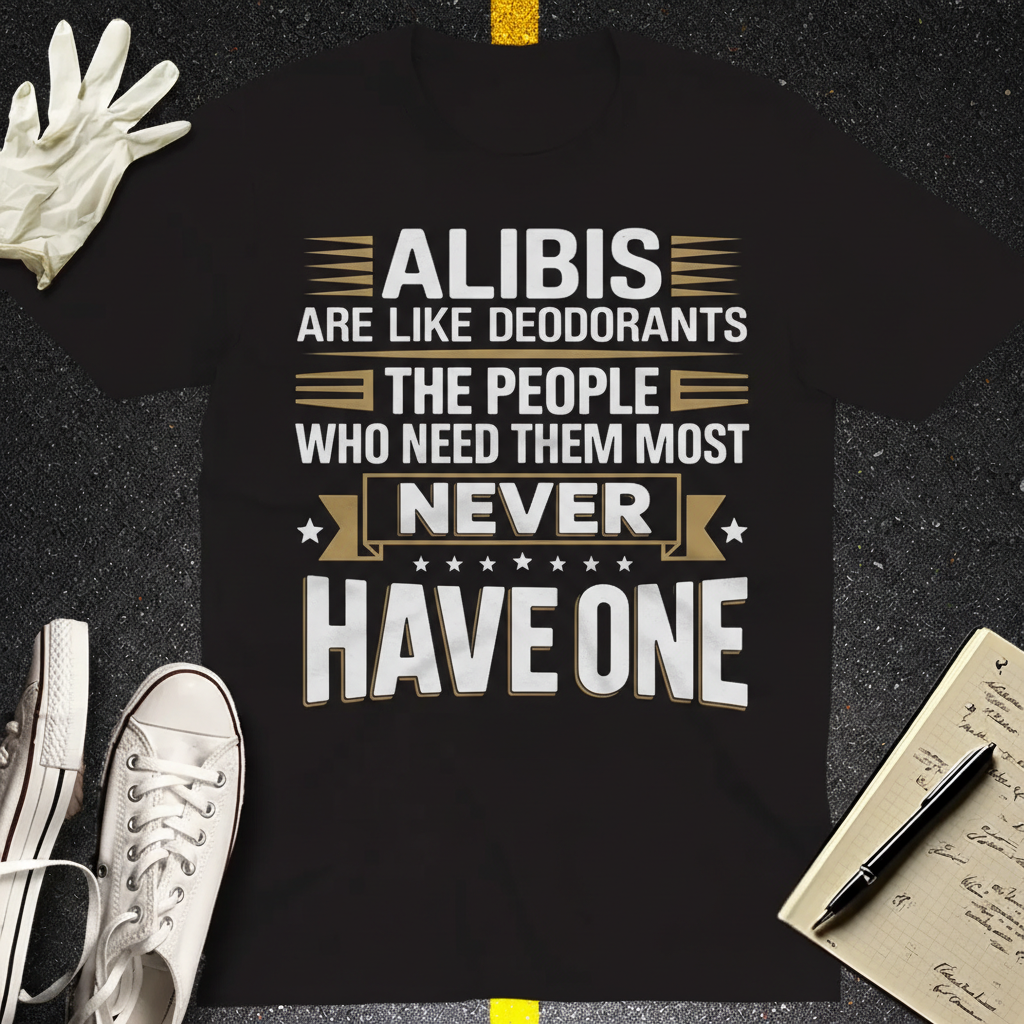 Alibis Are Like Deodorants T-Shirt_clean