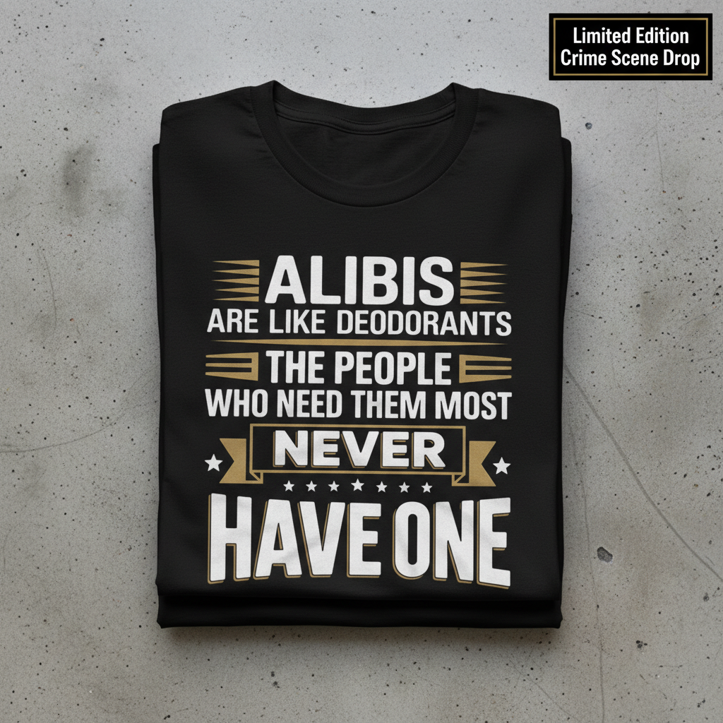 Alibis Are Like Deodorants T-Shirt_stacked_flatlay