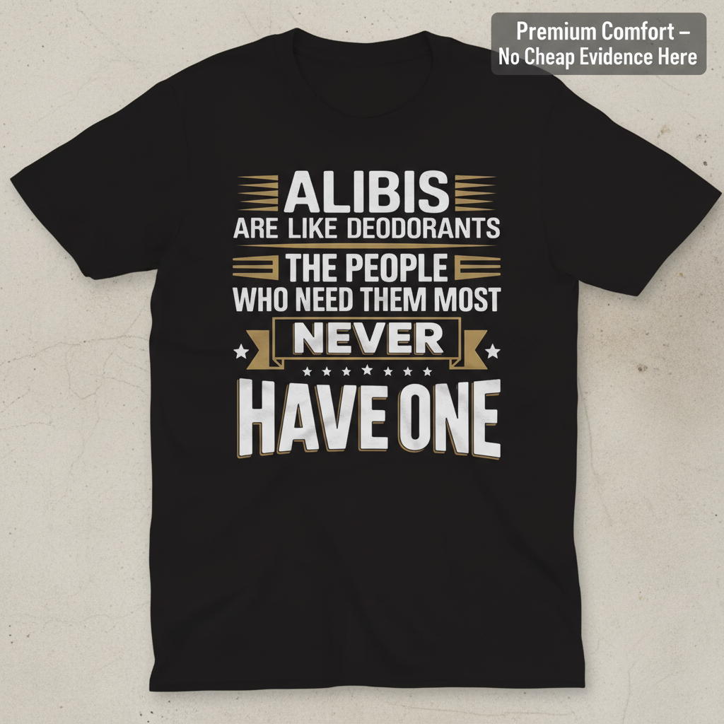 Alibis Are Like Deodorants T-Shirt_clean