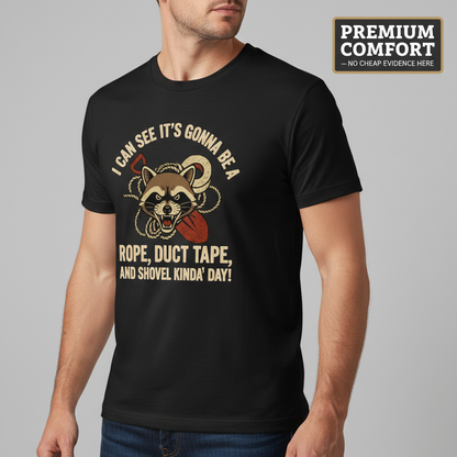 Rope, Duct Tape, & Shovel T-Shirt__benefit