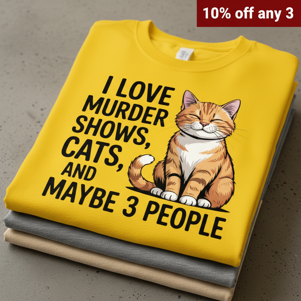 Murder Shows & Cats T-Shirt_stacked_flatlay