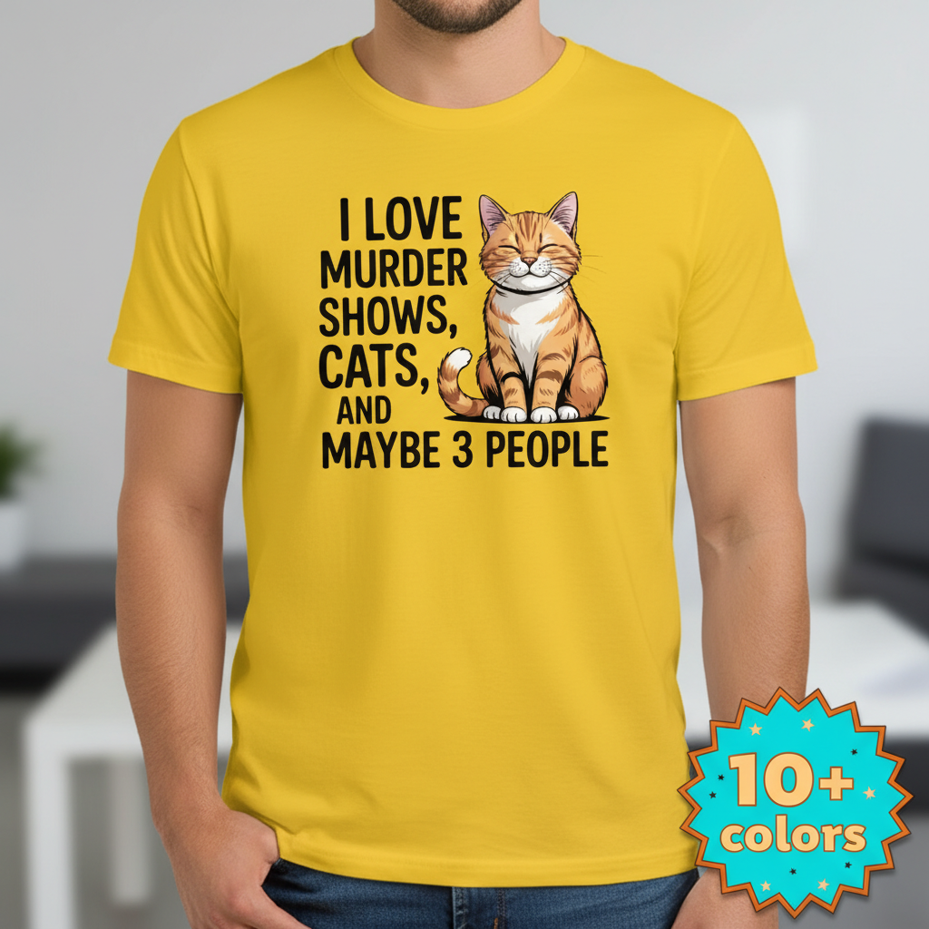 Murder Shows & Cats T-Shirt_badge