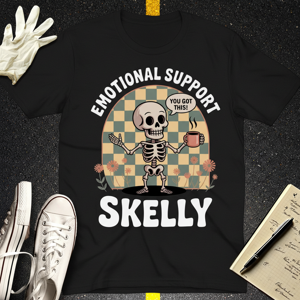 Emotional Support Skelly T-Shirt_clean