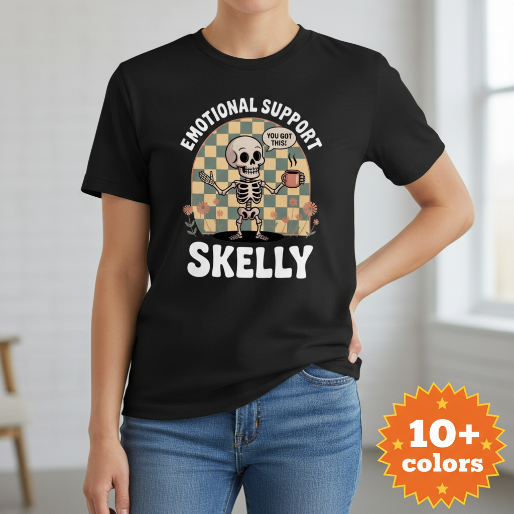 Emotional Support Skelly T-Shirt_badge