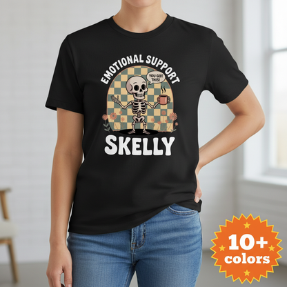 Emotional Support Skelly T-Shirt_badge