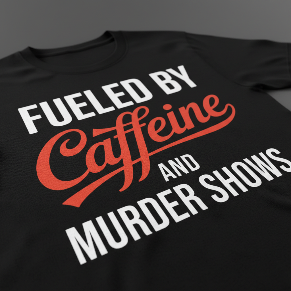 Fueled by Caffeine and Murder Shows T-Shirt__detail