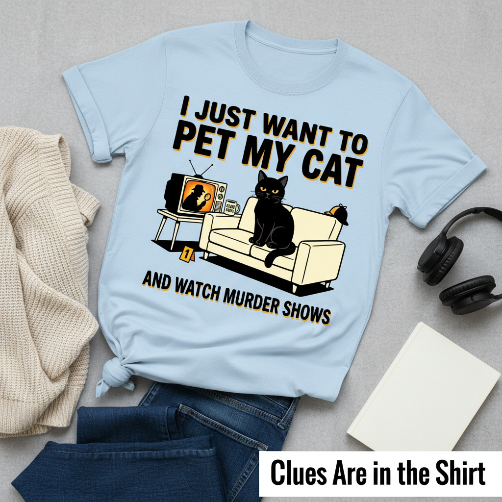 Pet My Cat and Watch Murder Shows T-Shirt__pair
